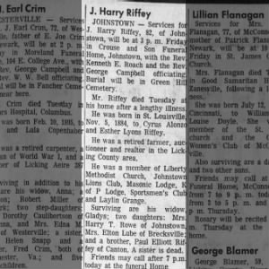 Obituary for J. Harry Riffey